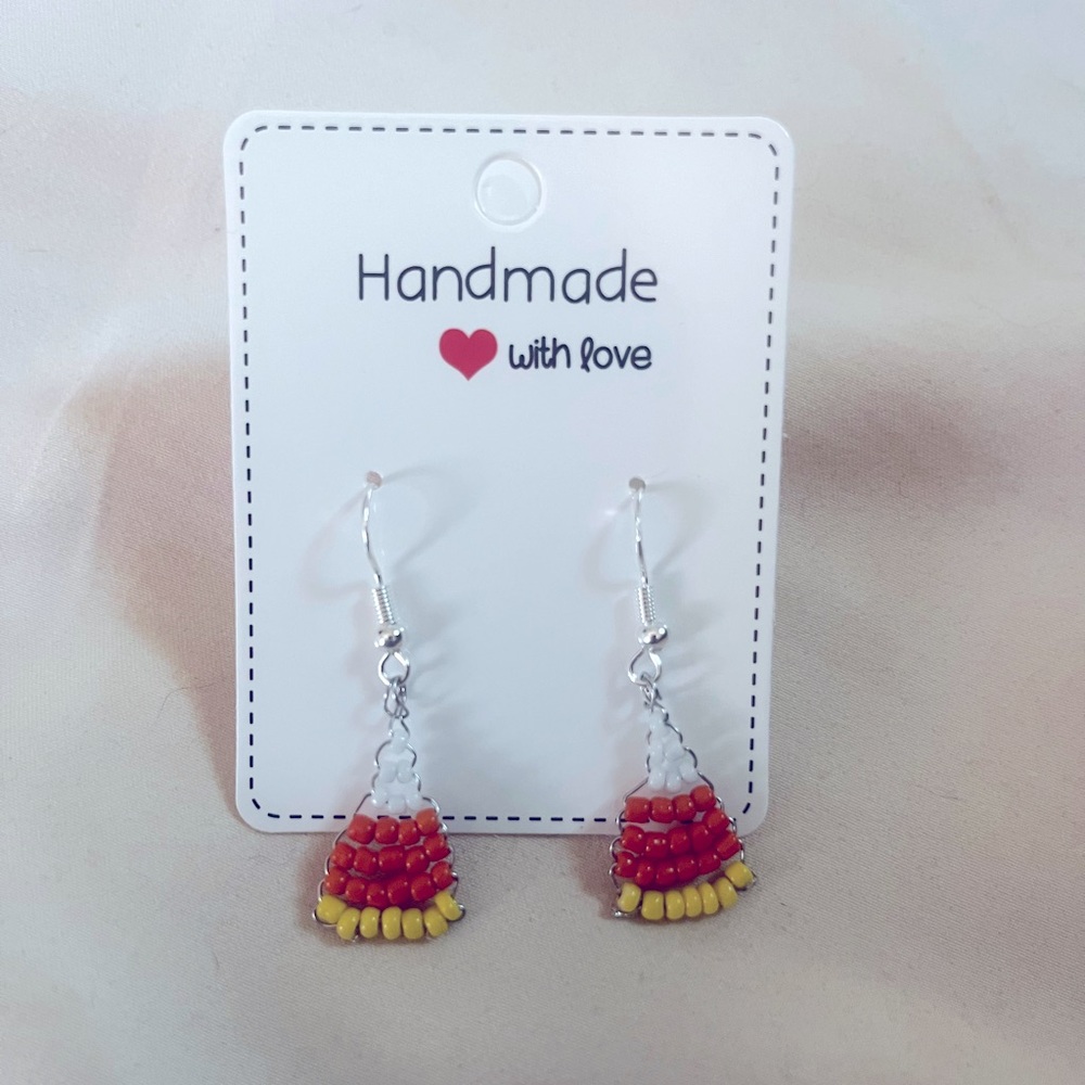 Candy Corn Dangle Earrings Hand Crafted